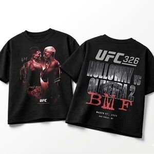 UFC 326 Holloway vs Oliveira Kids Black Graphic Tee